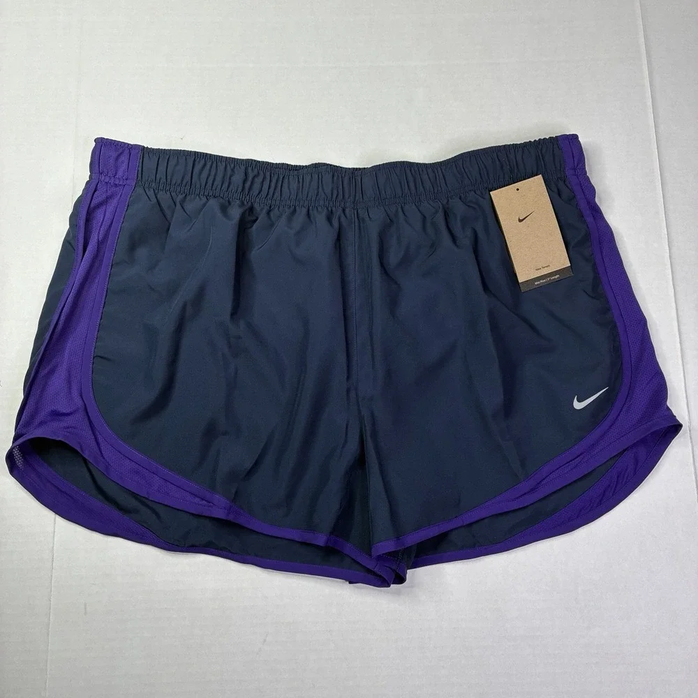 Nike Dri-FIT Running Shorts Women's 2XL Blue Purple 3 Inseam Lightweight HM6096